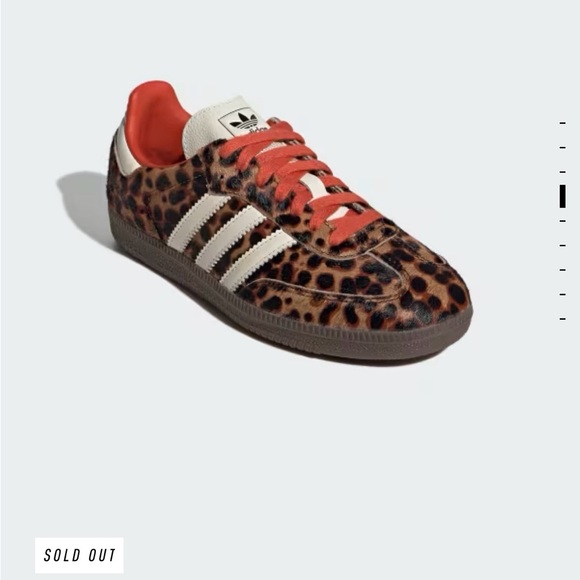 adidas Leopard Print Samba Sneakers with Cream Stripes and Red Accents - Picture 3 of 11